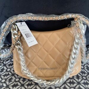 French Connection Beige Quilted Shoulder Bag
